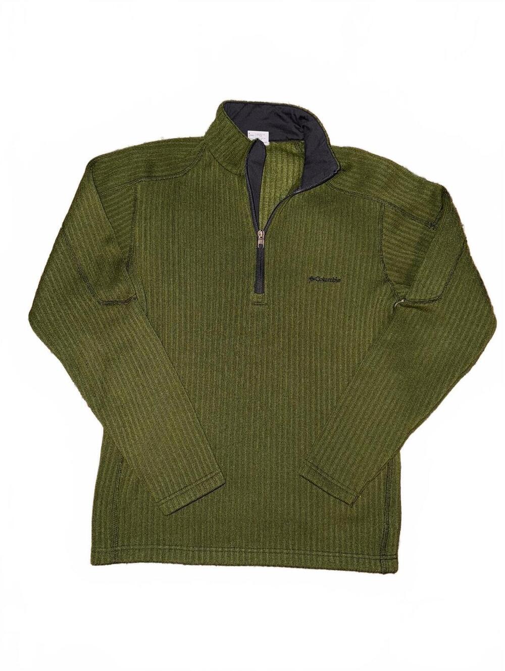 Columbia Men’s Small Olive Green Textured Fleece Quarter Zip Pullover